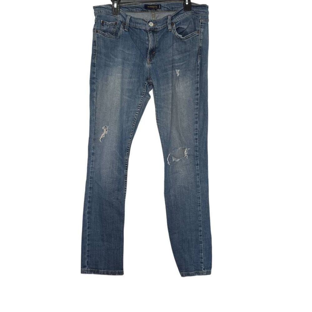 Levi's Junior's Size 15 Blue Too Superlow 524 Distressed Relaxed Jeans